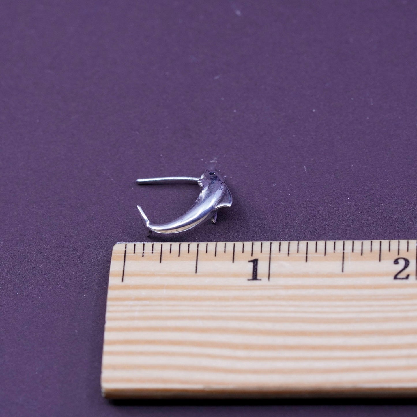 Vintage Sterling silver handmade earrings, 925 dolphin studs