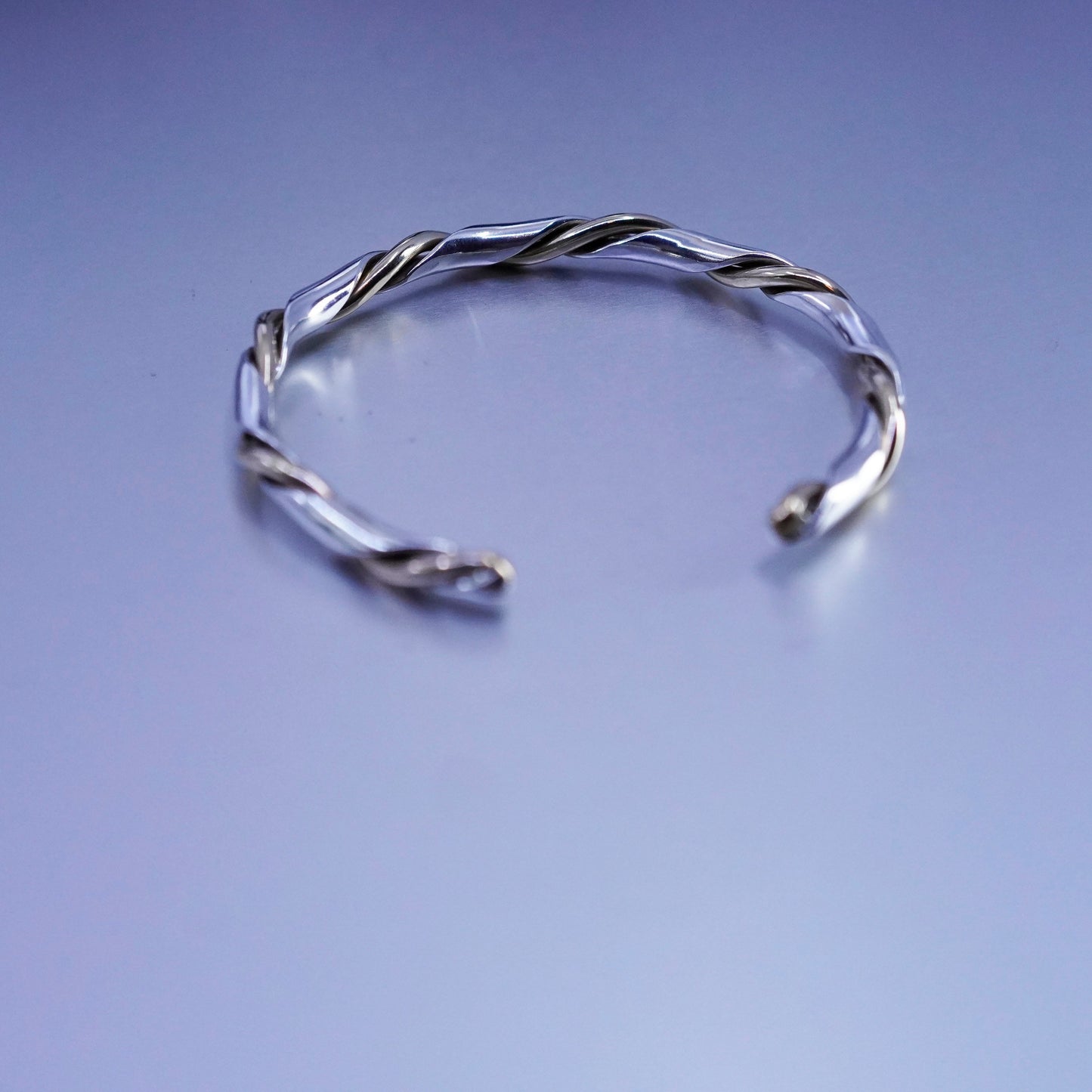 6.25”, Vintage two tone Sterling 925 silver handmade bracelet, twisted cuff