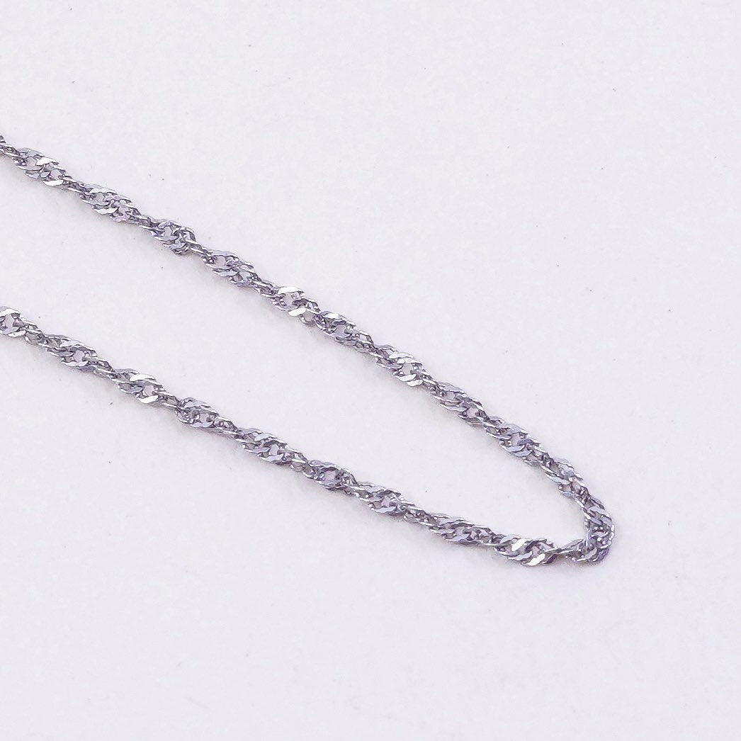 18”, Vintage sterling silver Italy 925 silver twisted curb chain, necklace