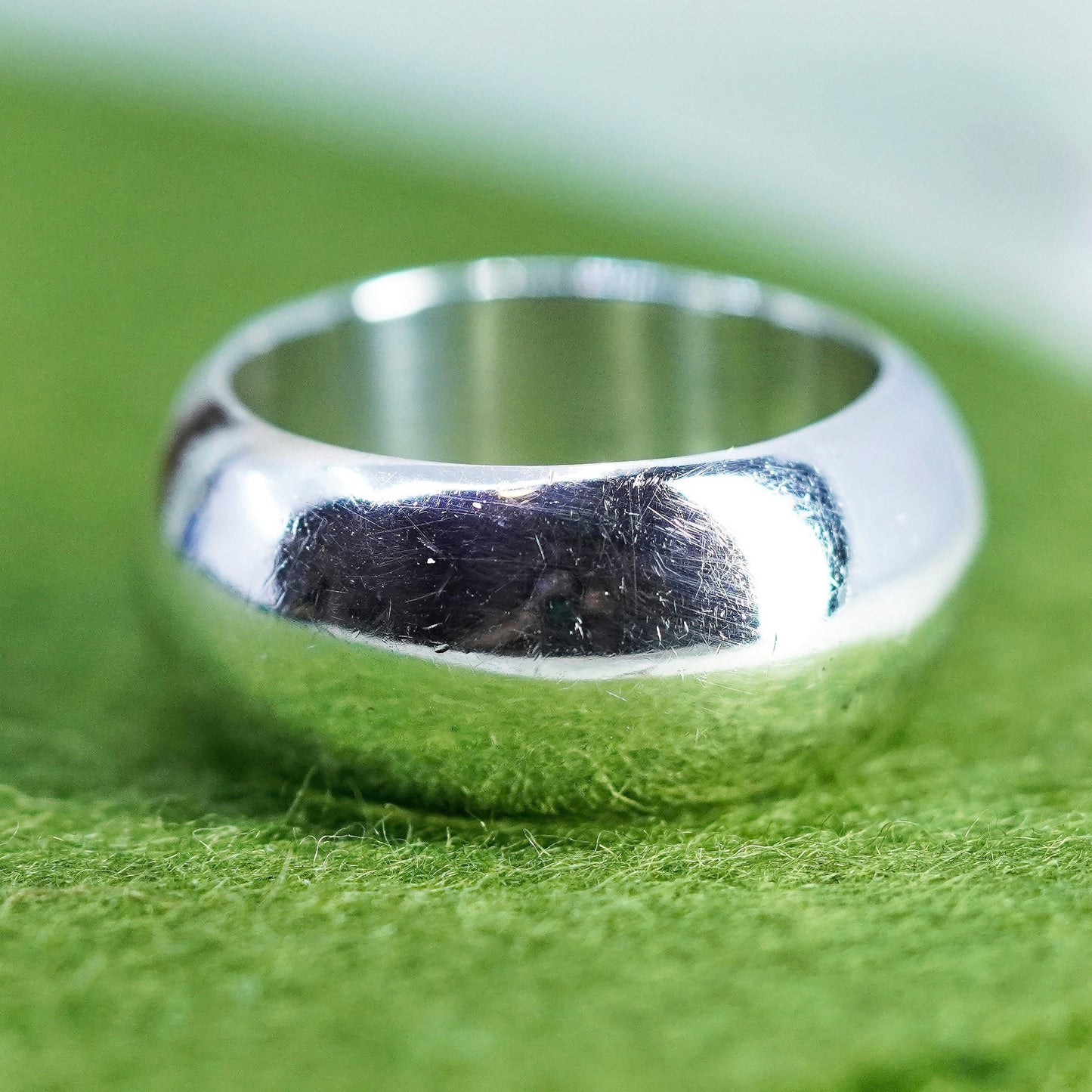 Size 8.5, Vintage sterling 925 silver handmade ring, wedding wide band