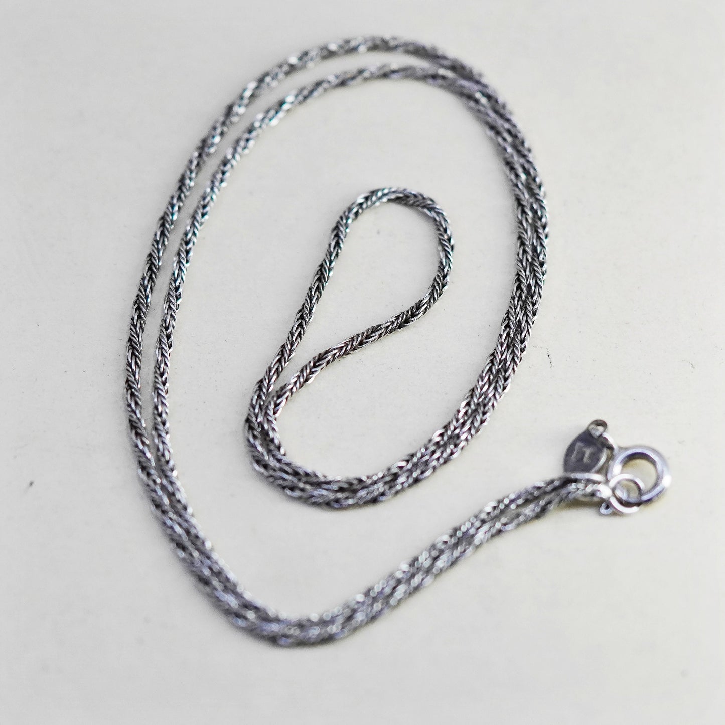 18”, 1.6mm, Vintage Italy sterling silver chain, 925 wheat necklace