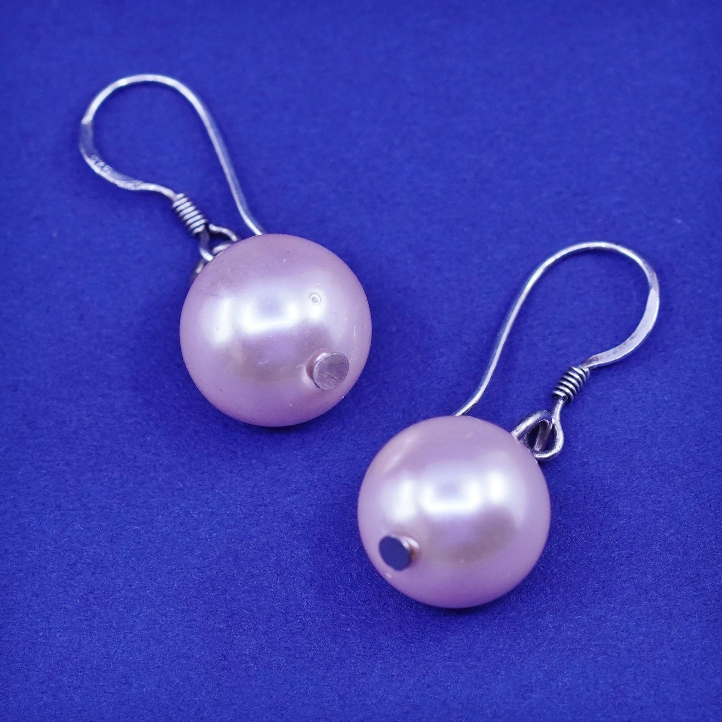 Vintage sterling silver handmade earrings, 925 hooks with pearl