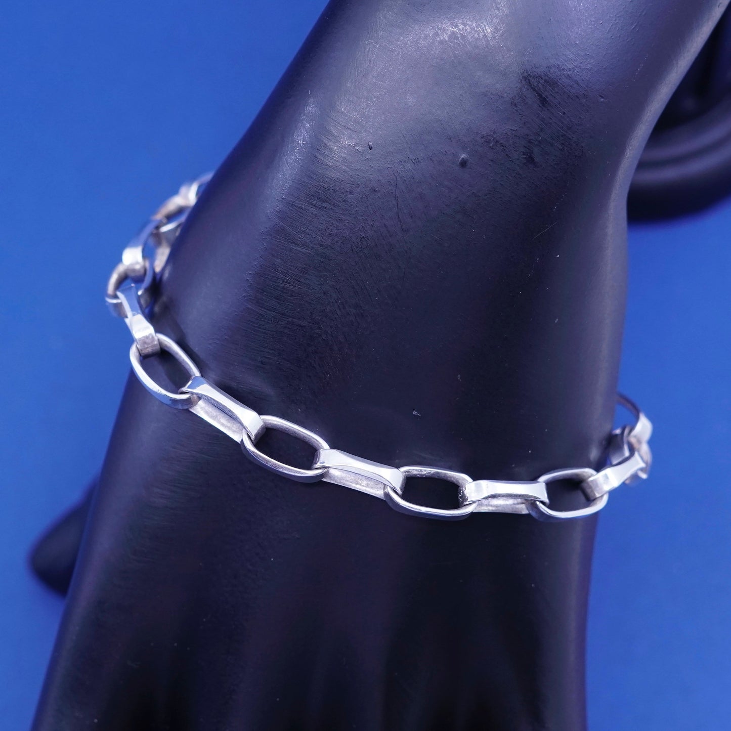 7”, vintage italy Sterling silver handmade bracelet, 925 oval bracelet