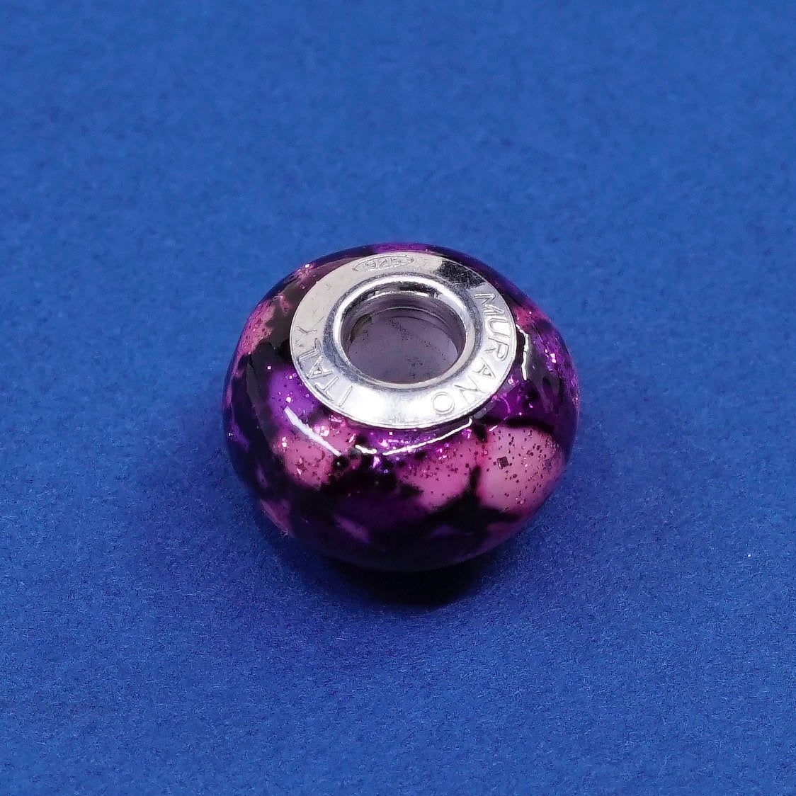 italy Murano Sterling silver handmade bead pendant, 925 charm w/ Murano glass