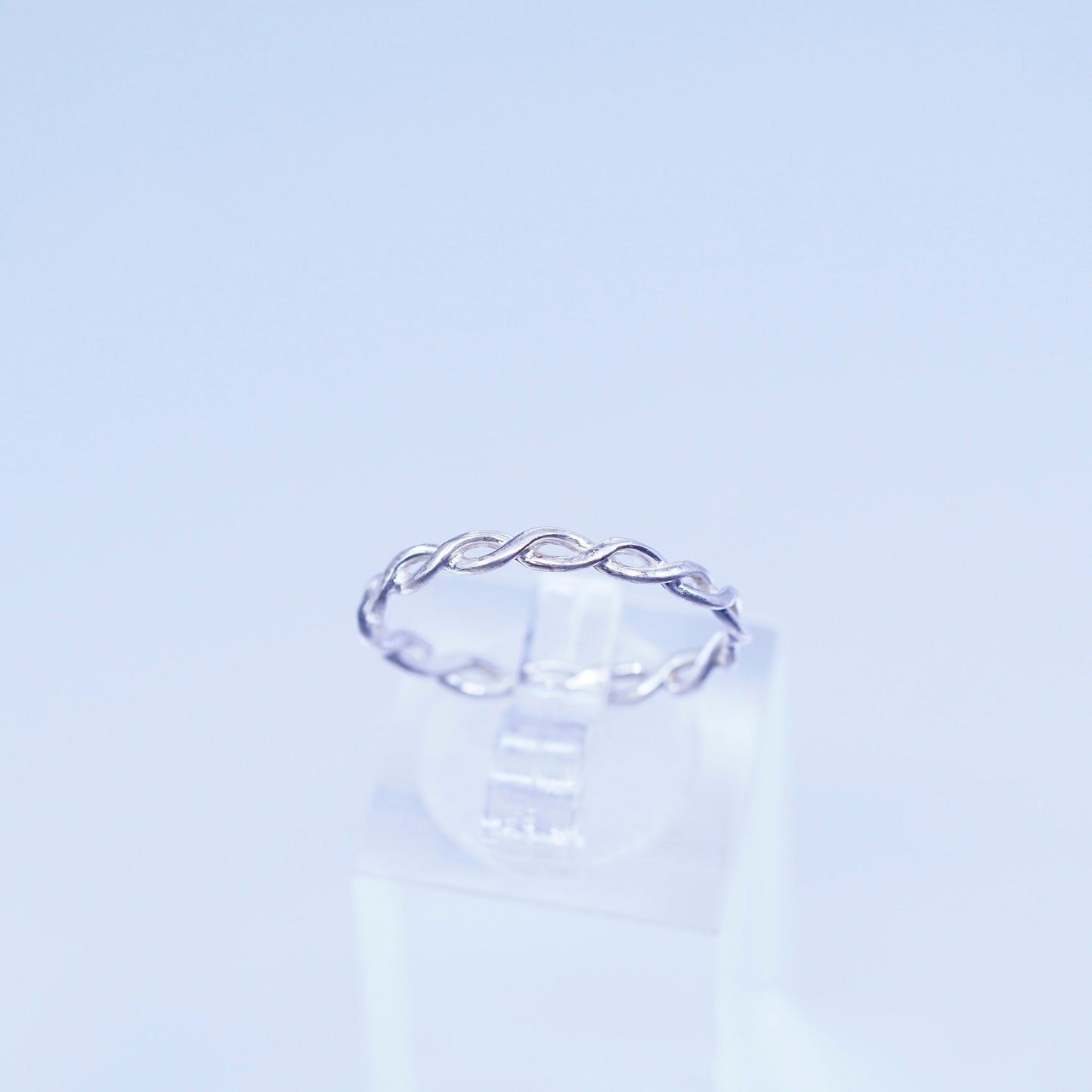sz 7.75, southwestern Sterling 925 silver handmade ring, woven braided band