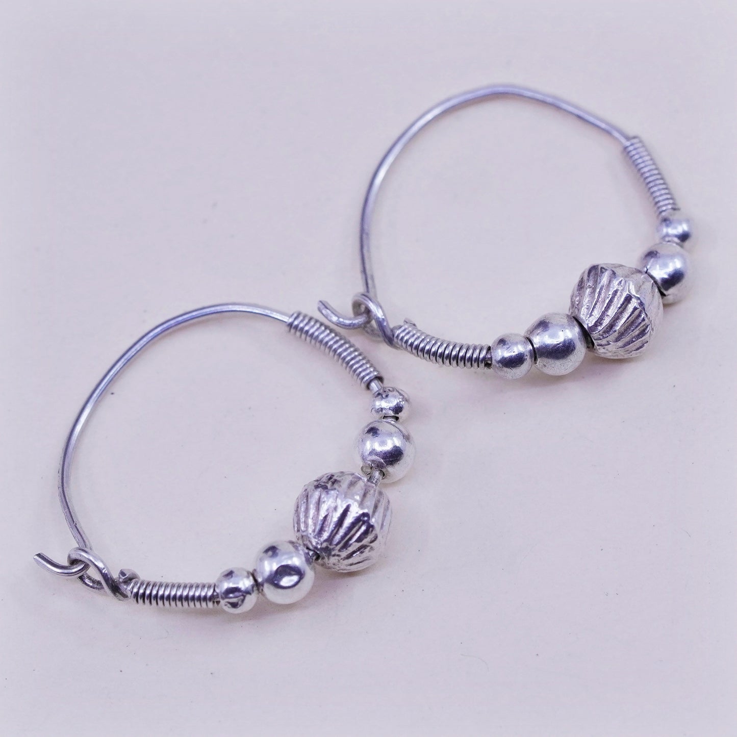 0.75”, Vintage sterling 925 silver loop handmade earrings, bali wired hoops