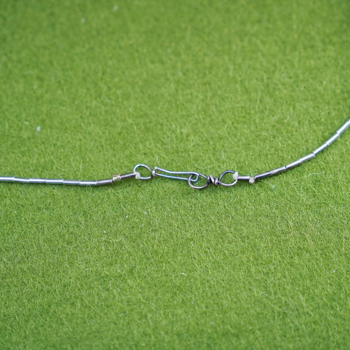 16”, Native American Navajo Sterling necklace 925 liquid silver chain turquoise