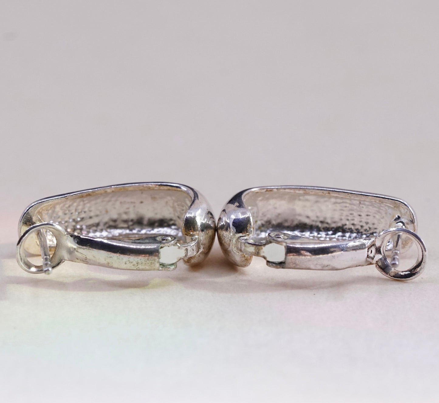 0.75”, vtg sterling silver loop earrings, fashion minimalist primitive hoops
