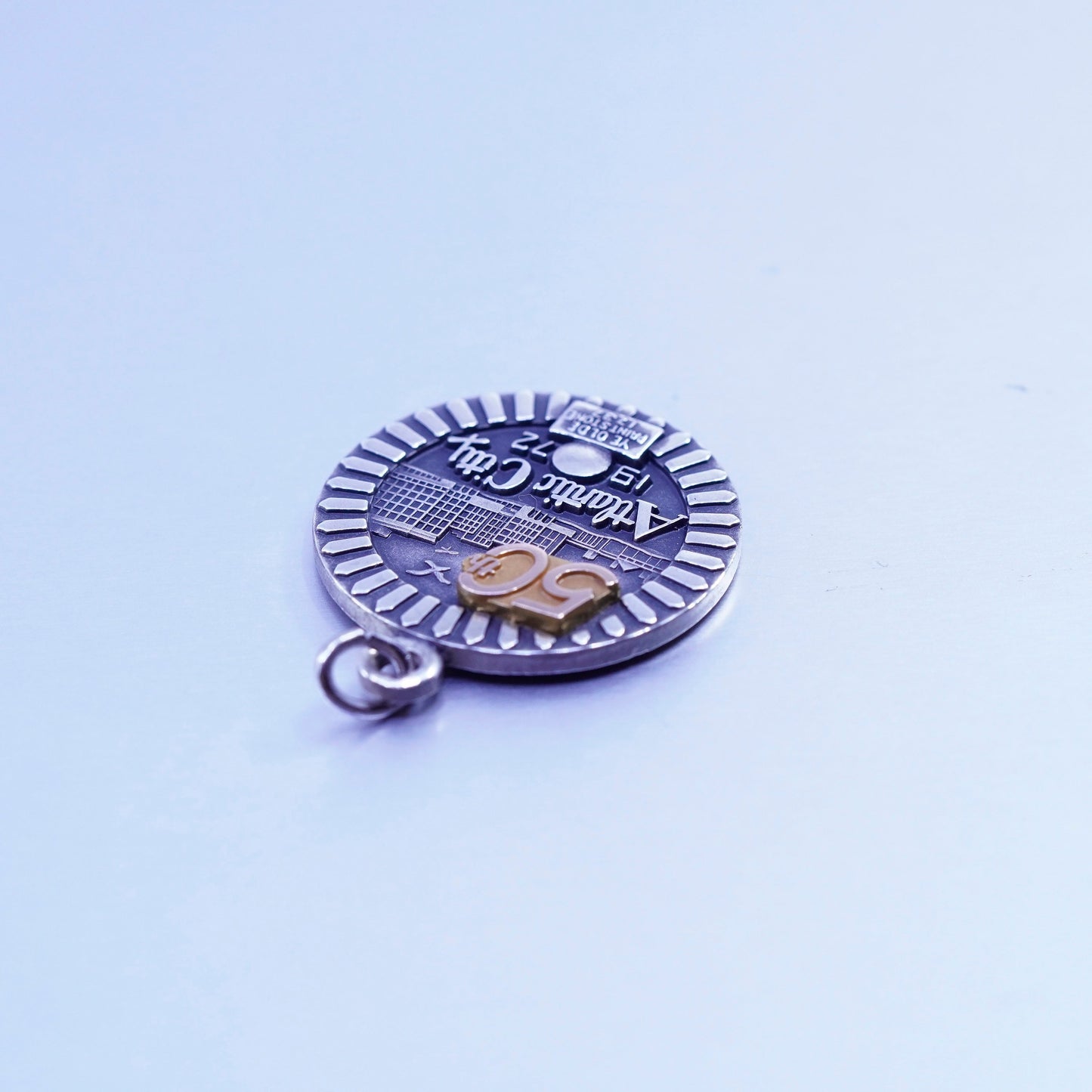 antique two tone sterling 925 silver Atlantic City 1972 pendant charm