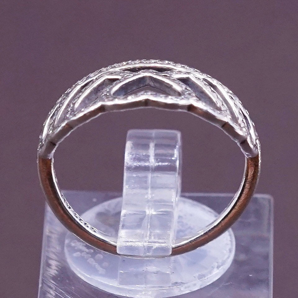 sz 6.25, vtg ALE Sterling Ring, 925 silver crown w/ tiny genuine diamond
