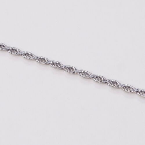 7.75”, 2mm, Vtg Sterling Silver bracelet, 925 Rope chain, Stamped 925 Italy