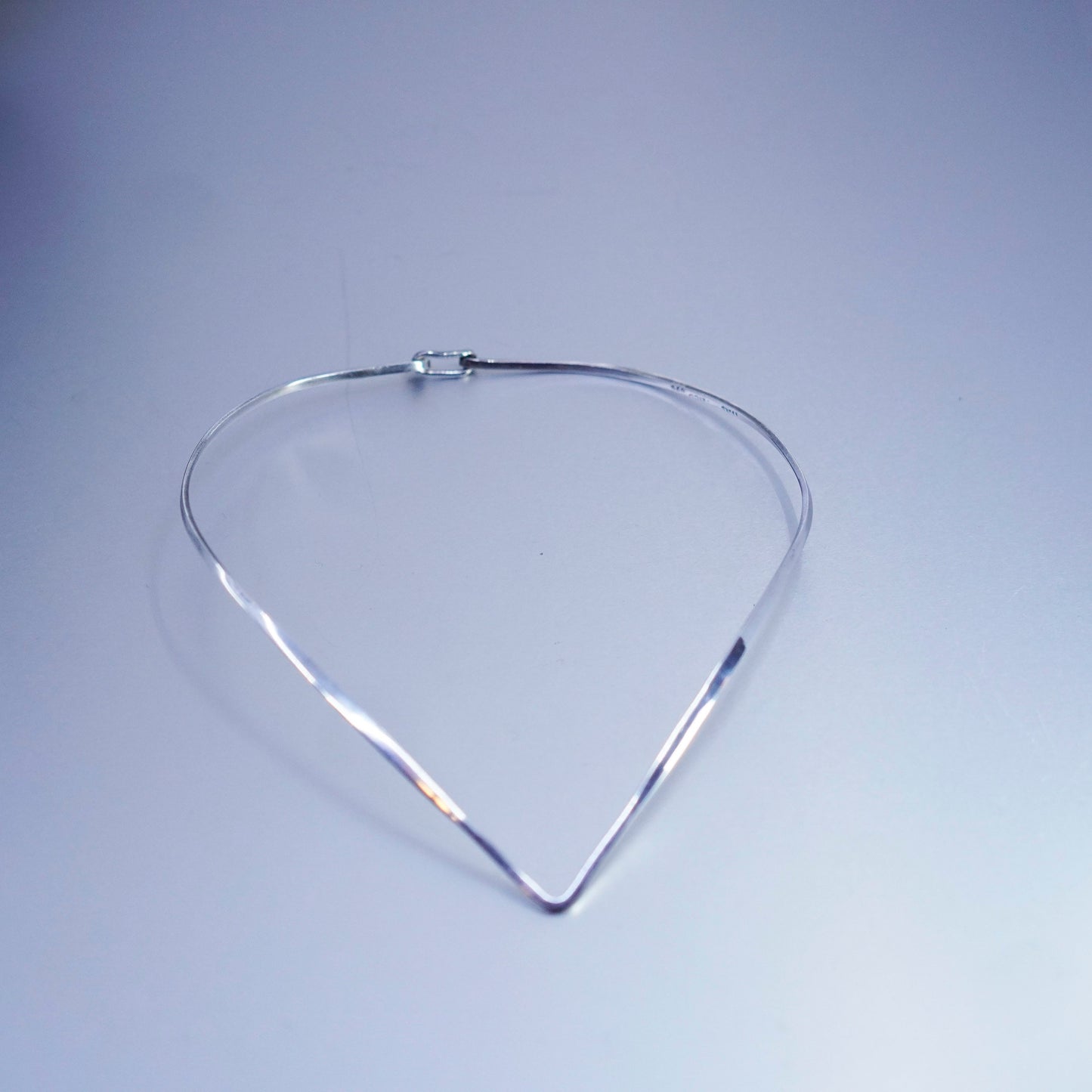 15”, vintage Mexico Sterling 925 silver handmade V choker collar necklace