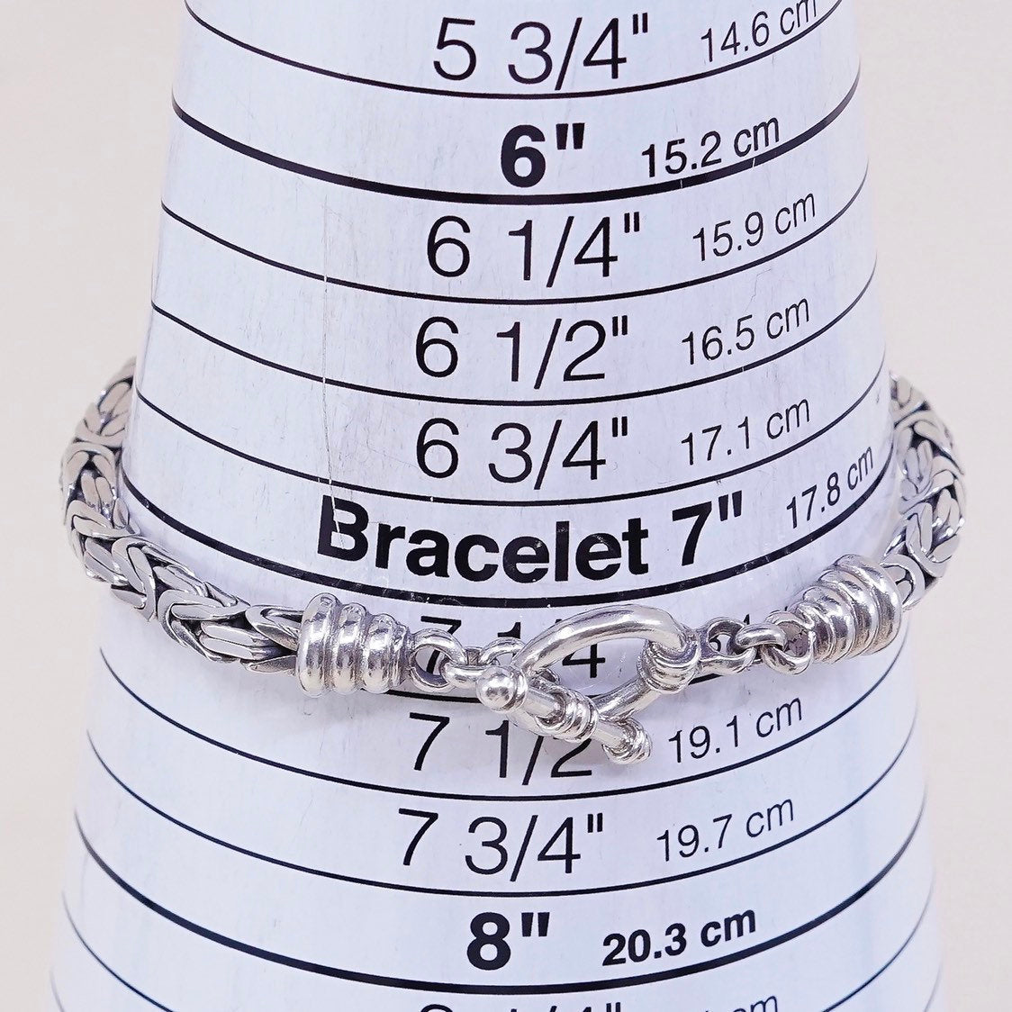 7.25", VTG Sterling silver handmade bracelet, 925 Byzantine, birdcage chain
