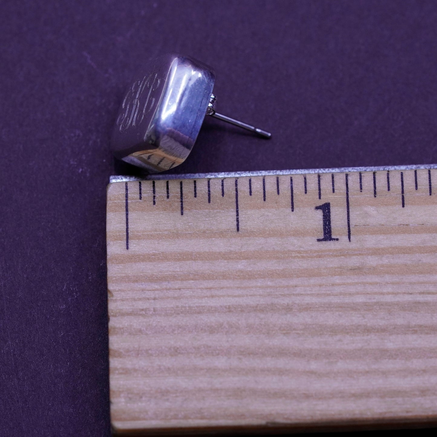 Vintage Sterling silver studs, 925 square earrings monogram “GKC”
