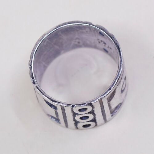 Size 10.25, Vtg Sterling Silver Handmade Texture Embossed Ring, Mexico 925 Band