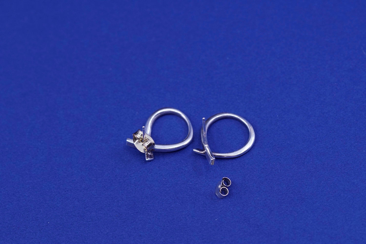 Vintage Sterling silver handmade earrings, modern 925 teardrop studs