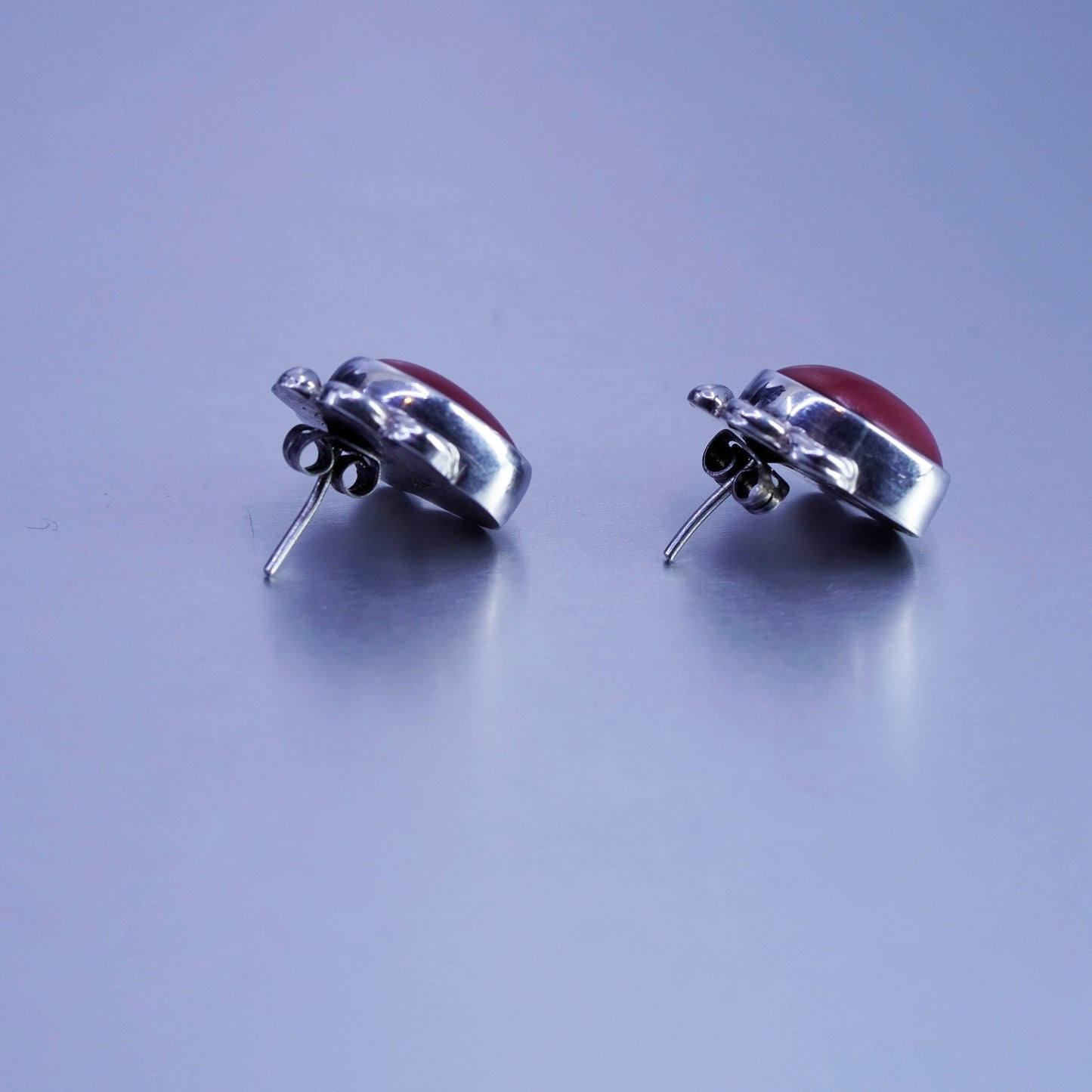 Vintage Mexico Sterling 925 silver earrings, studs with pink cat and beads