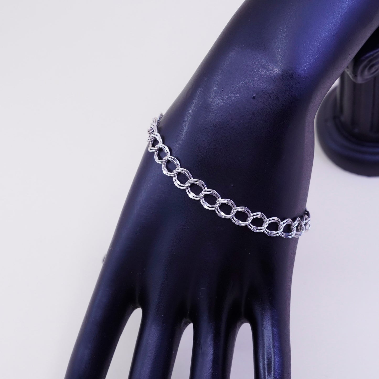 7”, 7mm, Vintage prochain sterling silver bracelet, 925 double curb chain