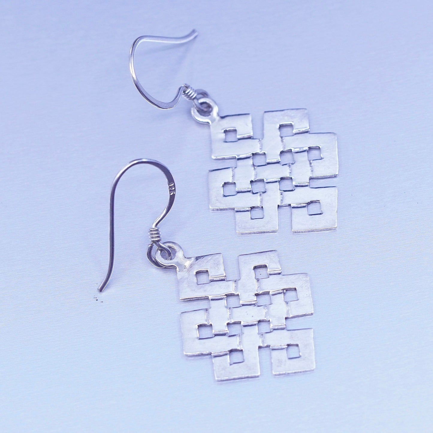 Vintage Irish Sterling 925 silver handmade filigree Celtic knot earrings