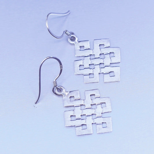 Vintage Irish Sterling 925 silver handmade filigree Celtic knot earrings