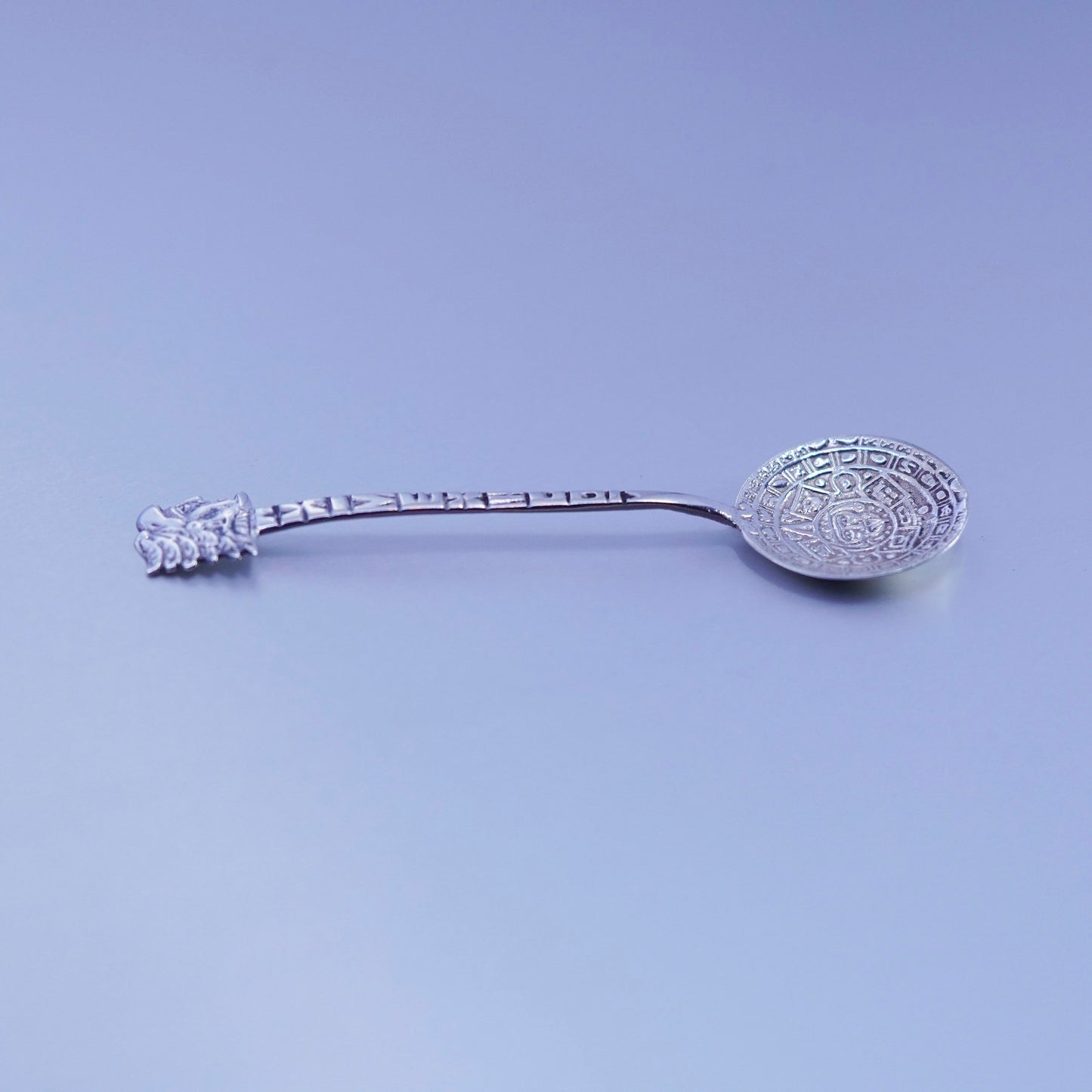 Vintage Sterling 925 silver handmade Mayan calendar spoon