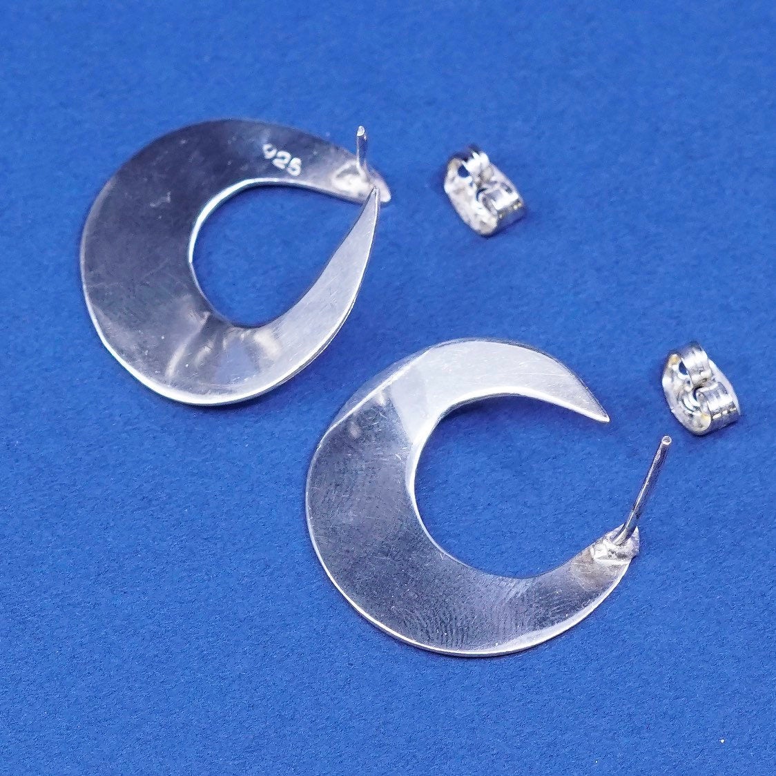 1”, Sterling silver handmade earrings, 925 square hoops