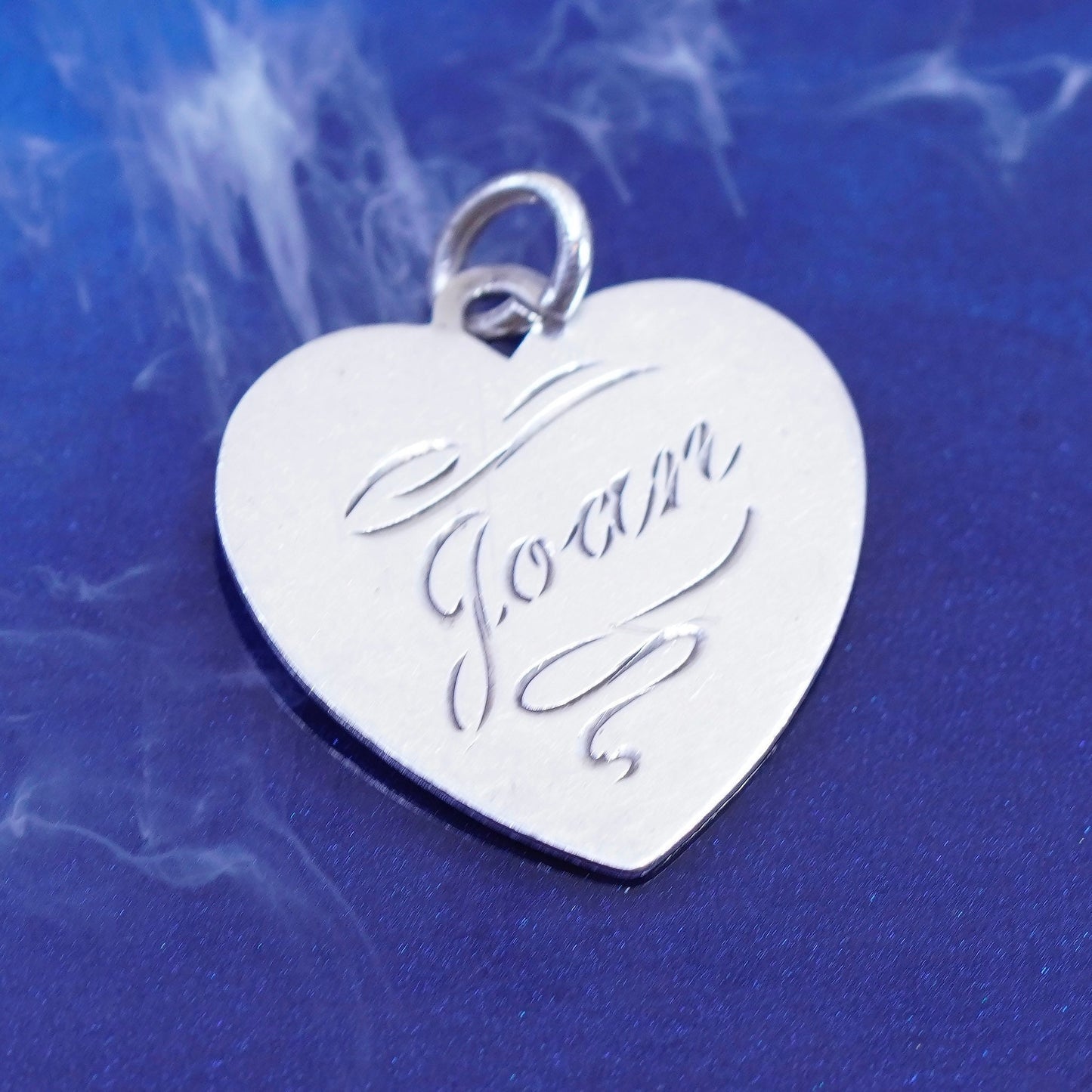 vtg forstner sterling silver handmade pendant, 925 heart charm embossed “Goan