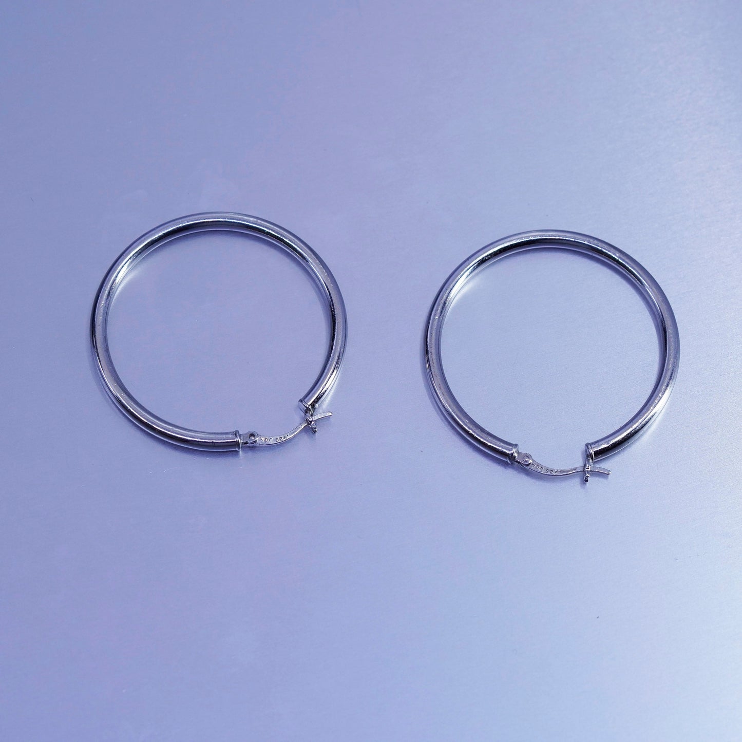 1.5”, vintage Sterling silver handmade earrings, 925 hoops
