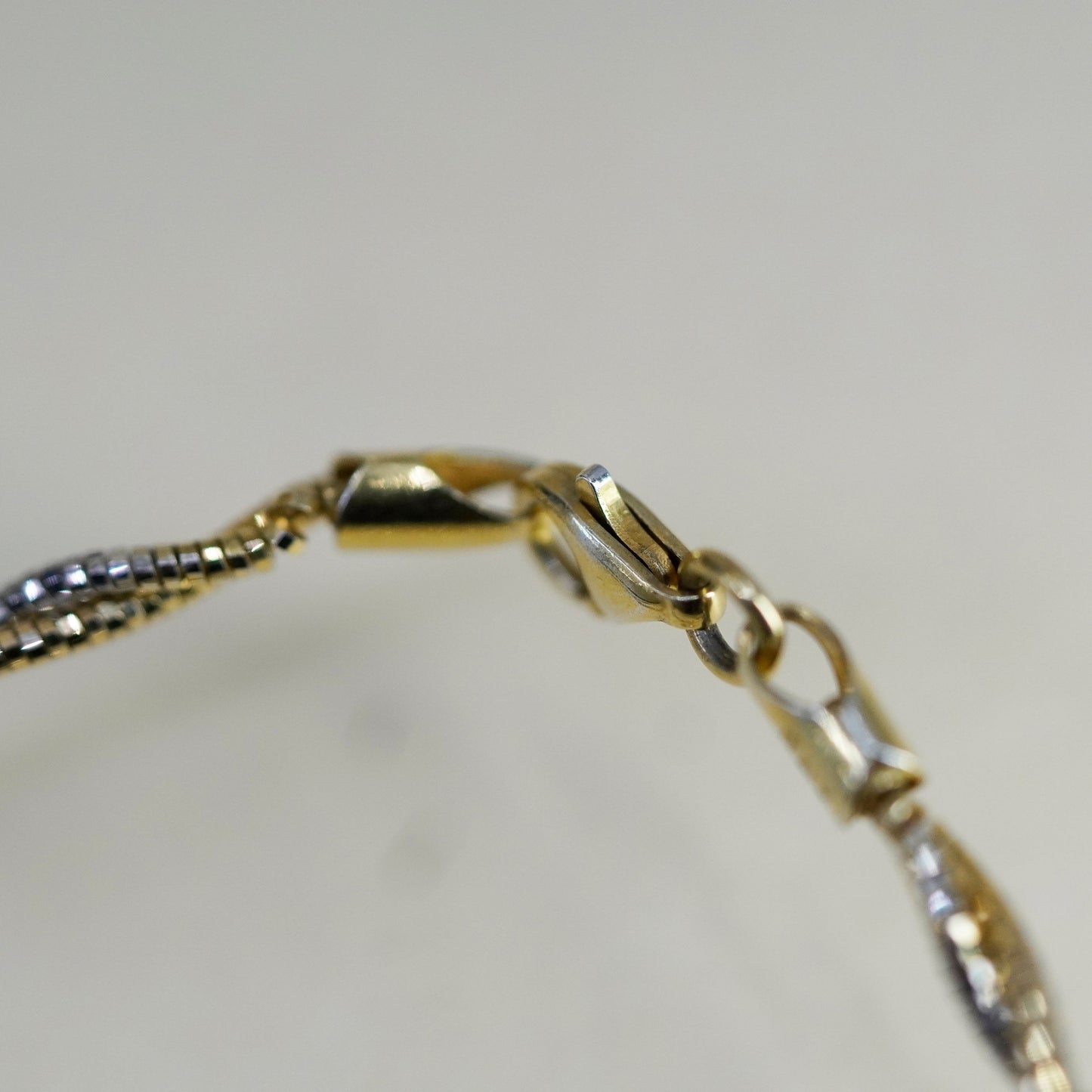 16.5”, two tone sterling silver glittering twisted snake chain, 925 necklace
