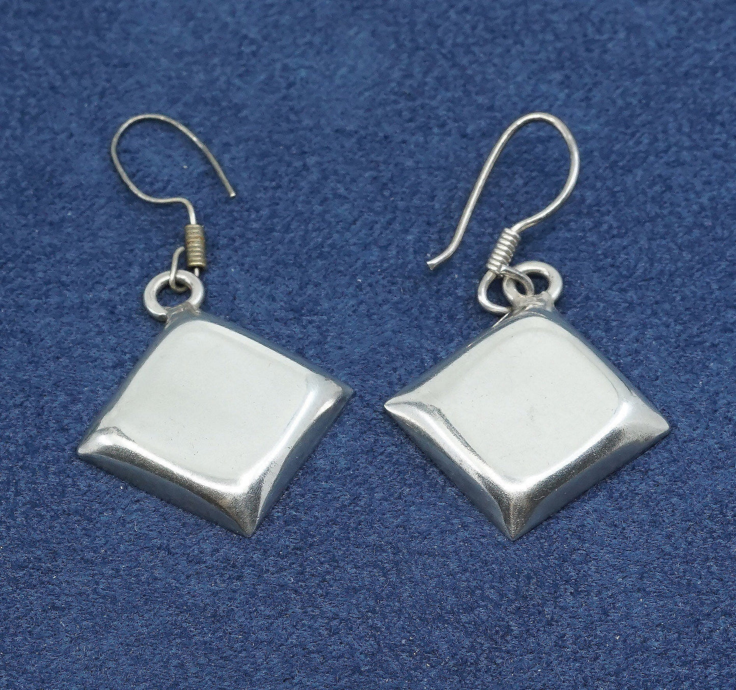 vtg sterling silver handmade earrings, mexico 925 w/ square drops,