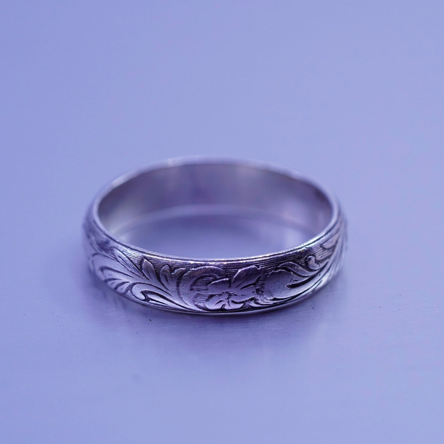 Size 6, southwestern Sterling 925 silver wedding ring, textured stackable band