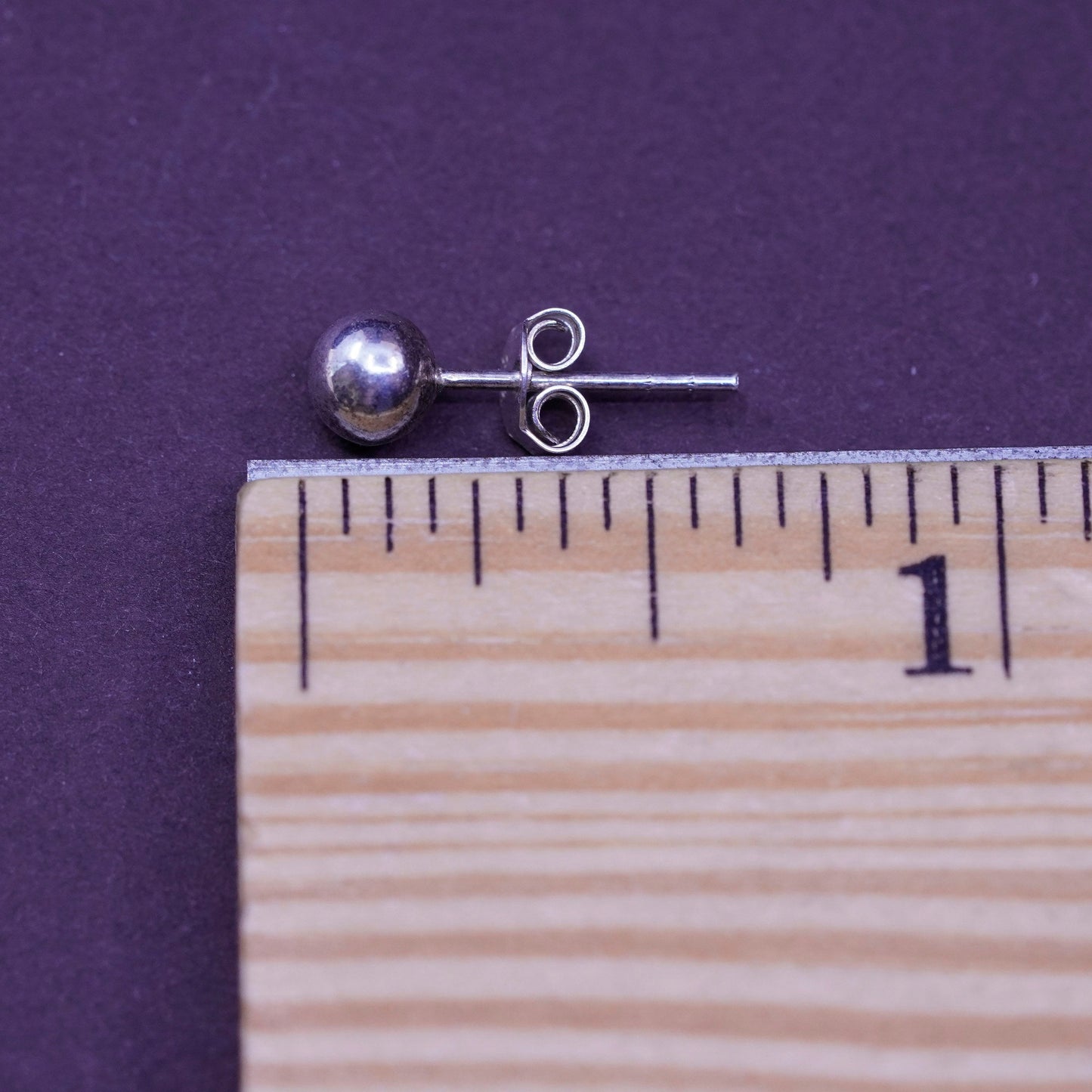 4mm, Vintage Sterling silver huge beads studs, 925 earrings