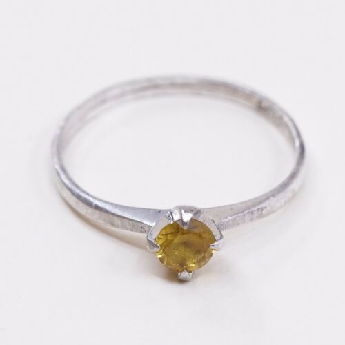 Sz 7.75, Vtg ESPO Sterling Silver handmade Ring, 925 Silver W/ citrine