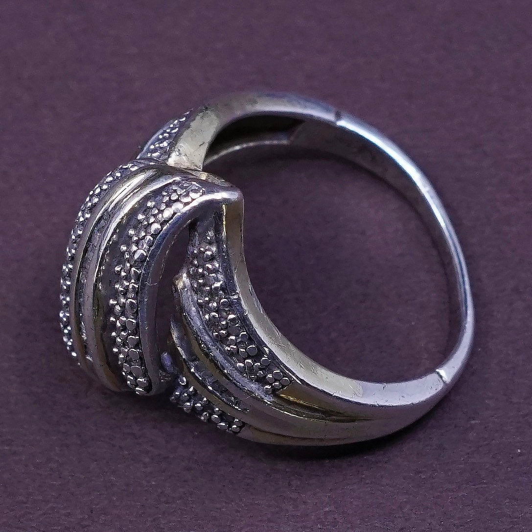 sz 8, vtg vermeil Sterling silver cocktail ring, 925 w/ diamond