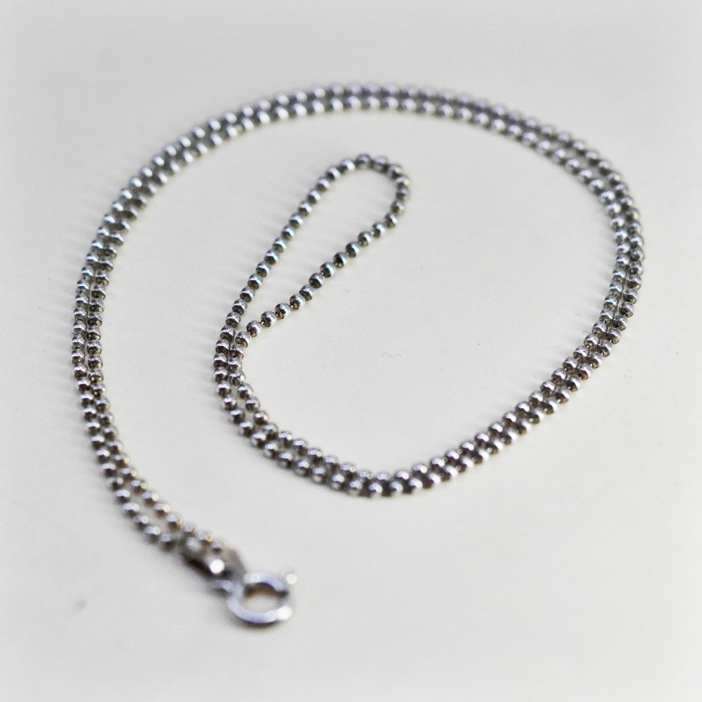 18”, 1mm, Vintage sterling silver beads chain, 925 necklace