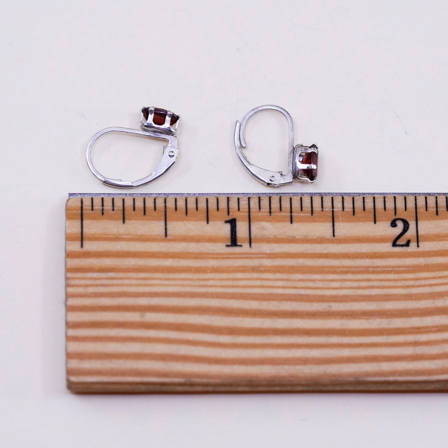Vintage Sterling 925 silver handmade earrings with ruby