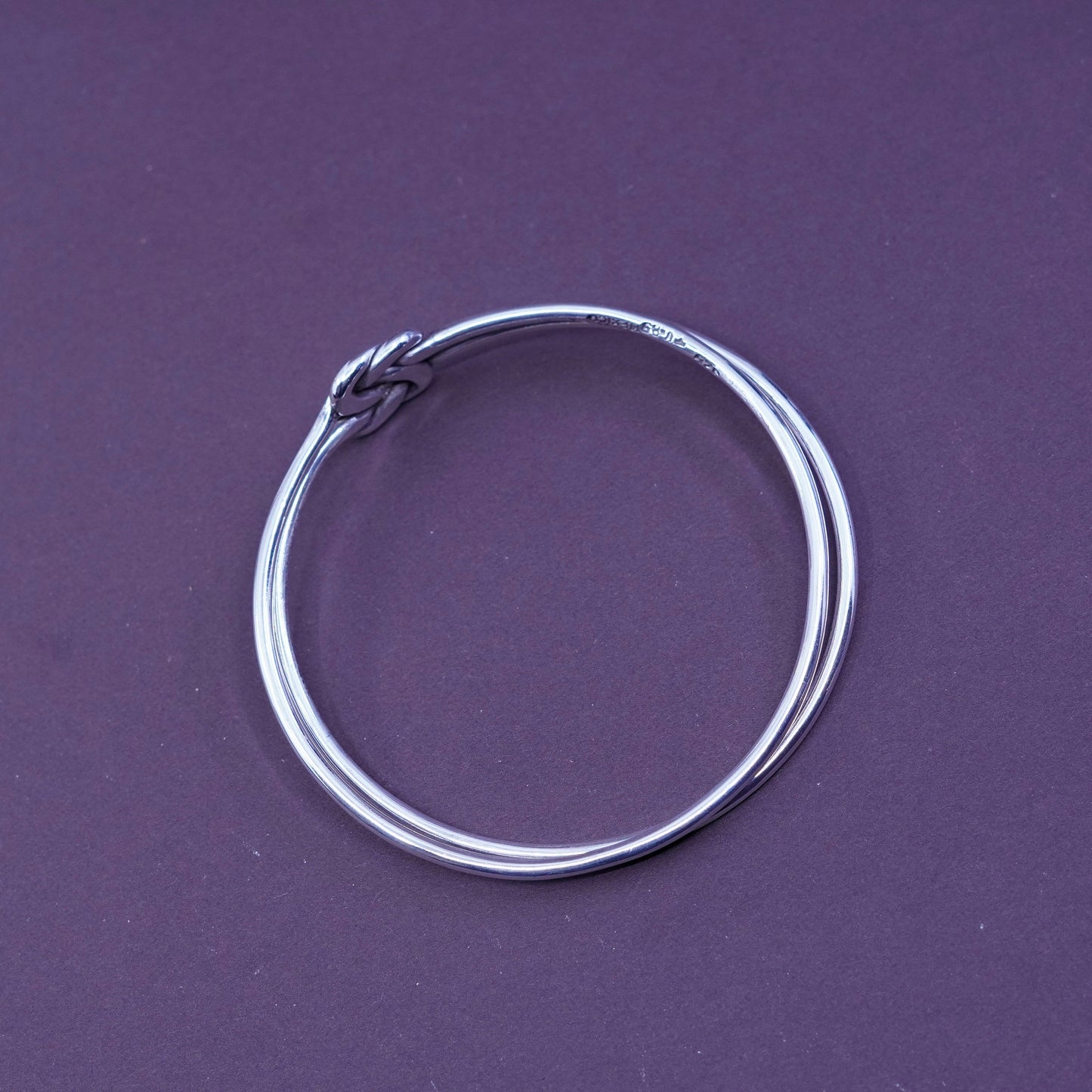 8”, mexico Sterling silver handmade bracelet, 925 double love knotted bangle