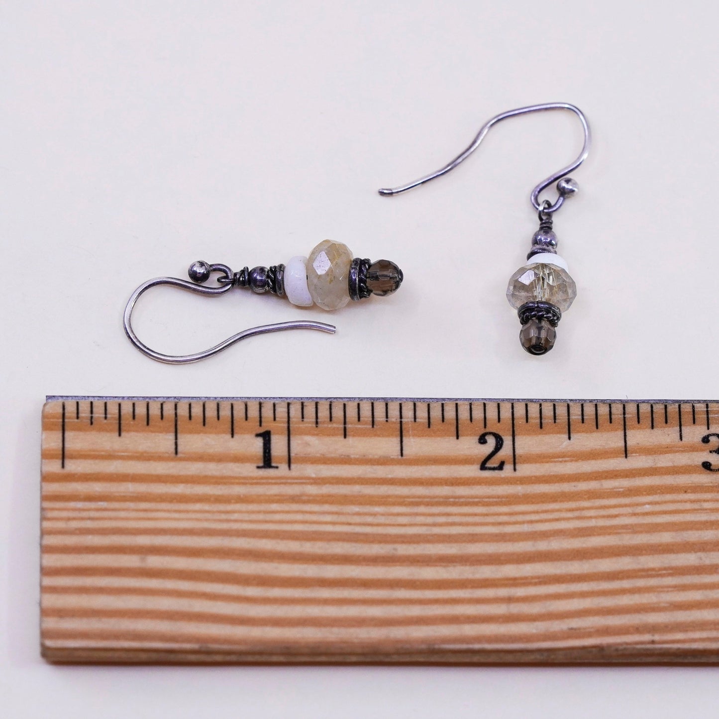 Vintage Sterling 925 silver handmade earrings with citrine beads