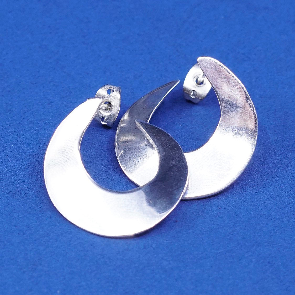 1”, Sterling silver handmade earrings, 925 square hoops