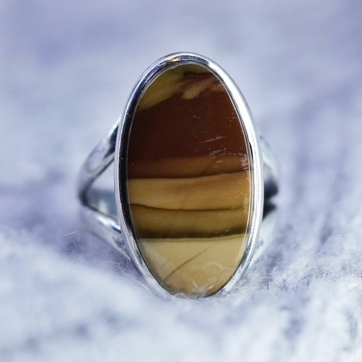 Size 6, southwestern Sterling 925 silver handmade ring w/ oval landscape jasper