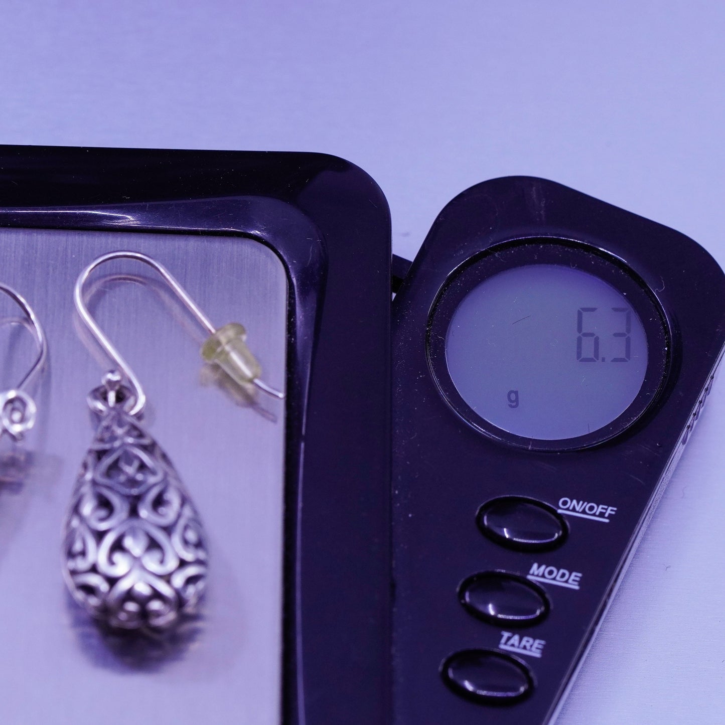 Vintage Sterling 925 silver filigree teardrop earrings