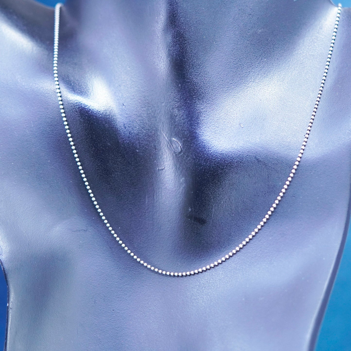 16”, 1mm, vintage Sterling silver handmade necklace, 925 beads chain