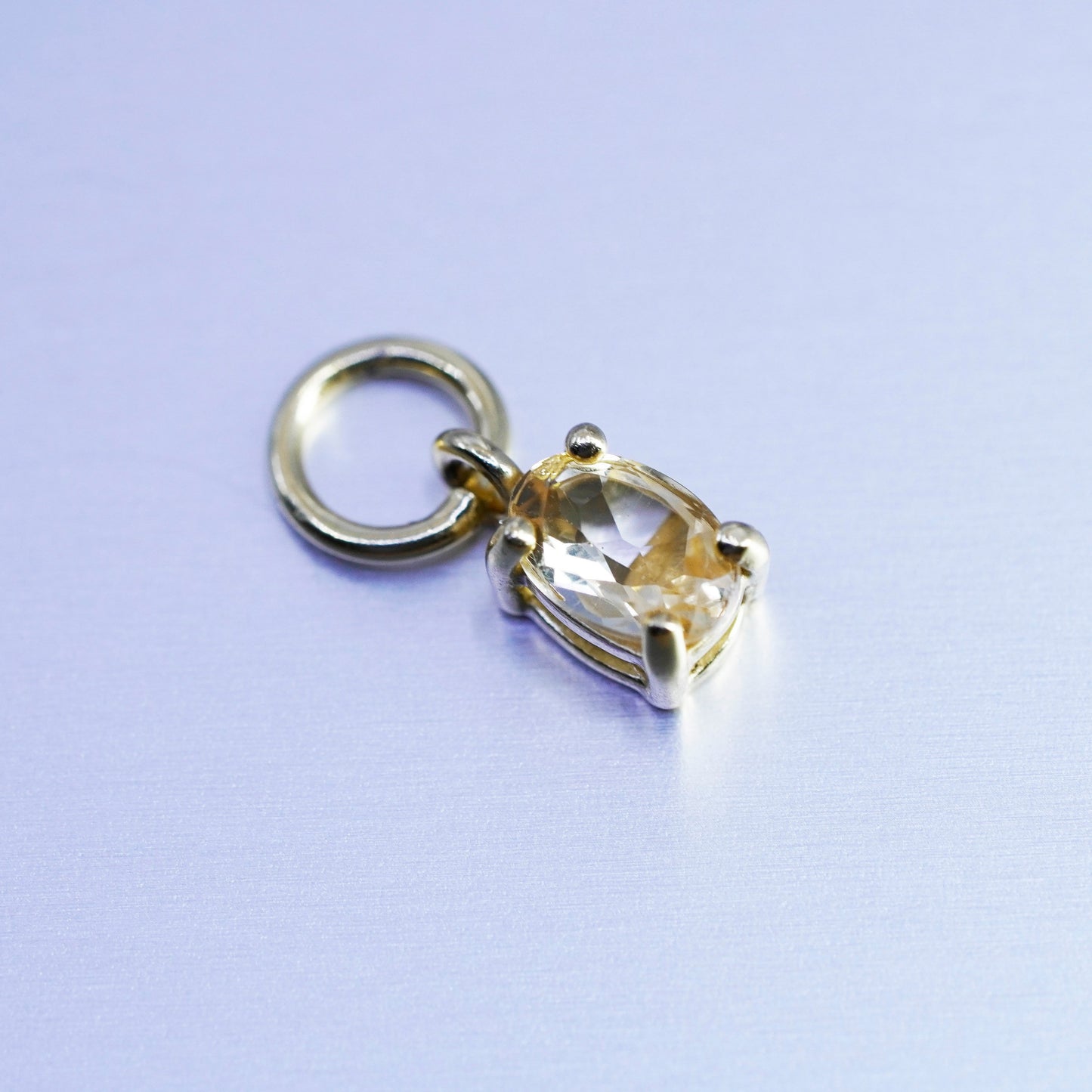 antique vermeil gold over sterling 925 silver handmade charm pendant citrine