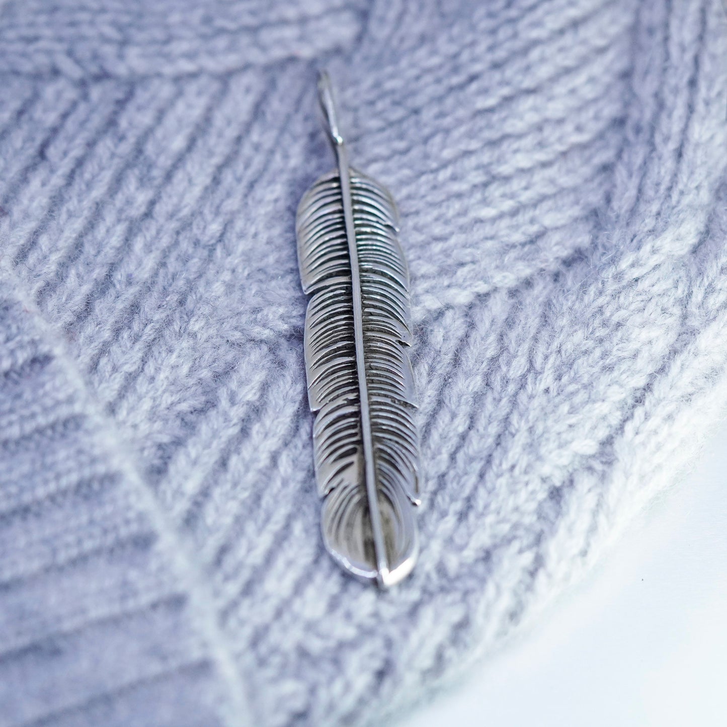 Vintage sterling 925 silver handmade feather pendant charm