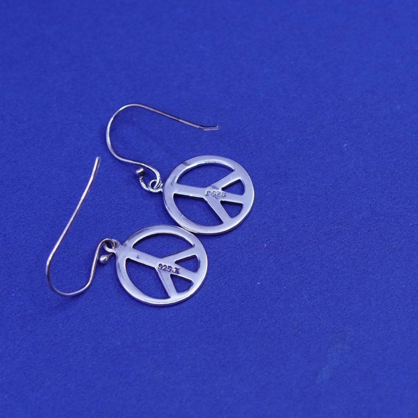 Vintage sterling 925 silver handmade earrings, CND peace sign