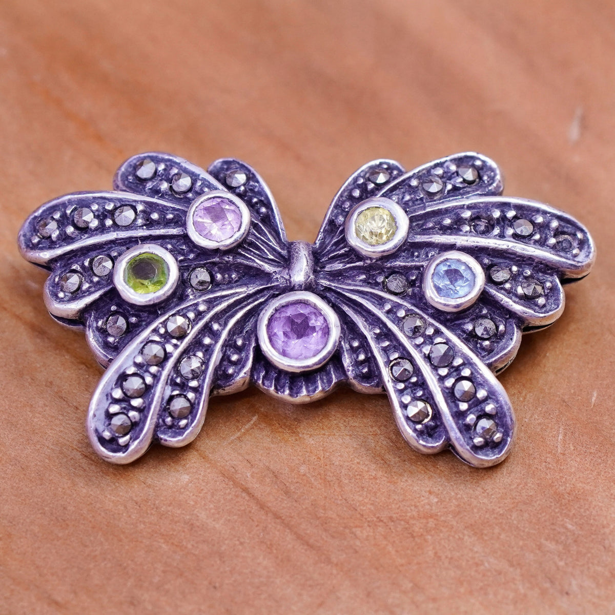 Vintage antique Art Deco southwestern sterling 925 silver butterfly brooch