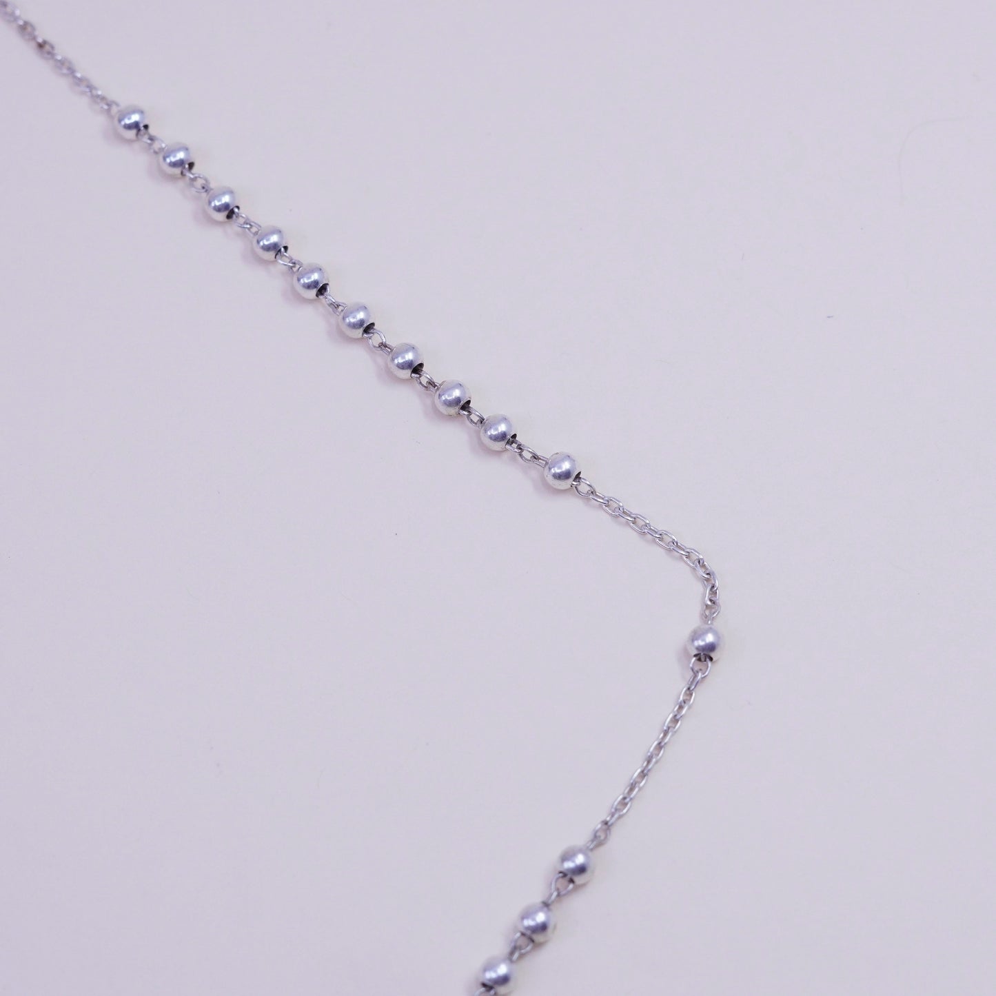 24”, Vintage Israel sterling silver rosary necklace circle chain cross pendant