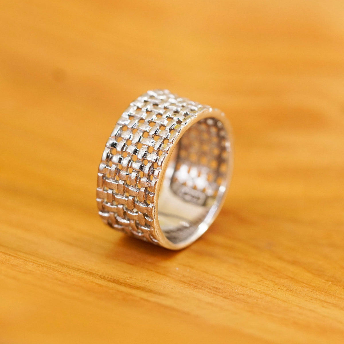 size 8.75, vintage Sterling silver handmade ring, 925 textured band