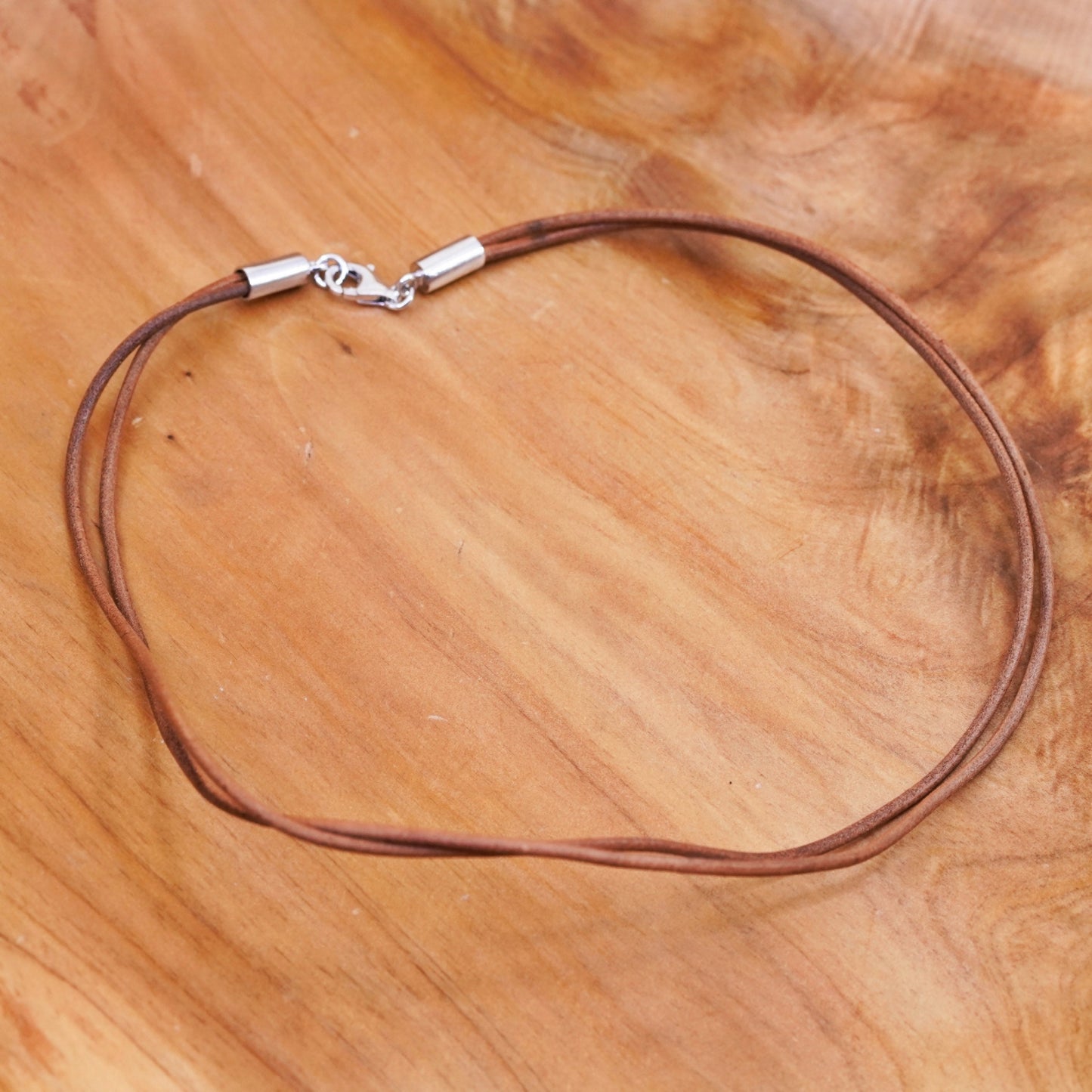 16”, silpada handmade necklace, double brown leather choker sterling 925 silver
