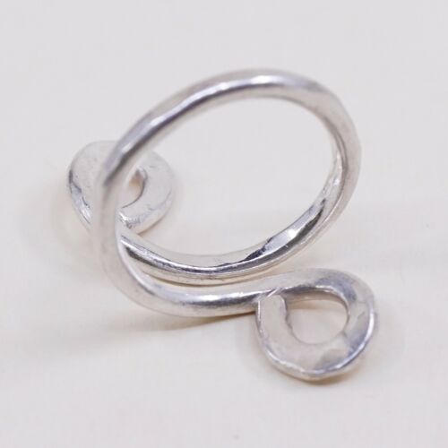 Size Adjustable, Sterling Silver Handmade Ring, 925 Hammered swirl Band